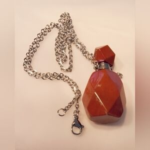 Red Jasper Geometric Perfume Bottle Necklace